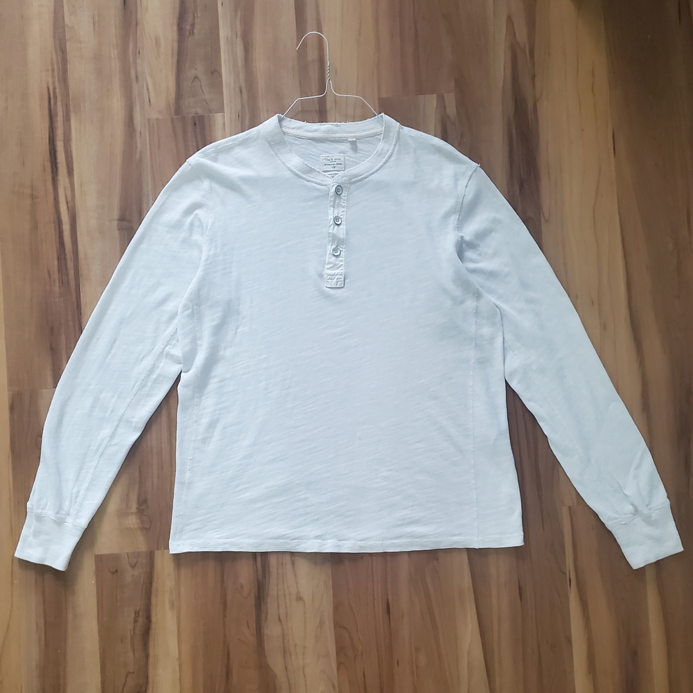 Rag & Bone Men's Large White Henley Long Sleeve Shirt
